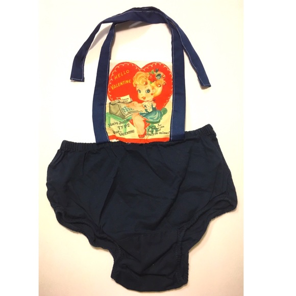 Other - New Vintage Valentine’s Day heart card romper ooak